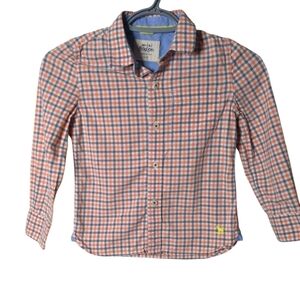 Mini Boden Button Down Shirt Blue/Orange Plaid Size‎ 5-6 Years